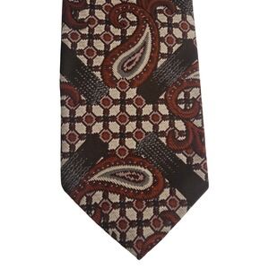 Vintage Beau Brummell Del Sarto Men's Paisley‎ Geometric Necktie Polyester Tie